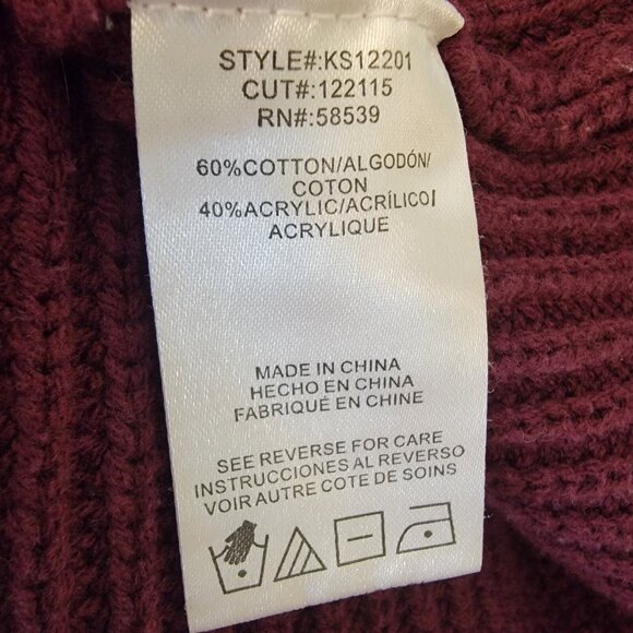KUT FROM THE KLOTH Sweater Chunky Knit Side Tie‎ Maroon SIZE XS - Picture 4 of 6
